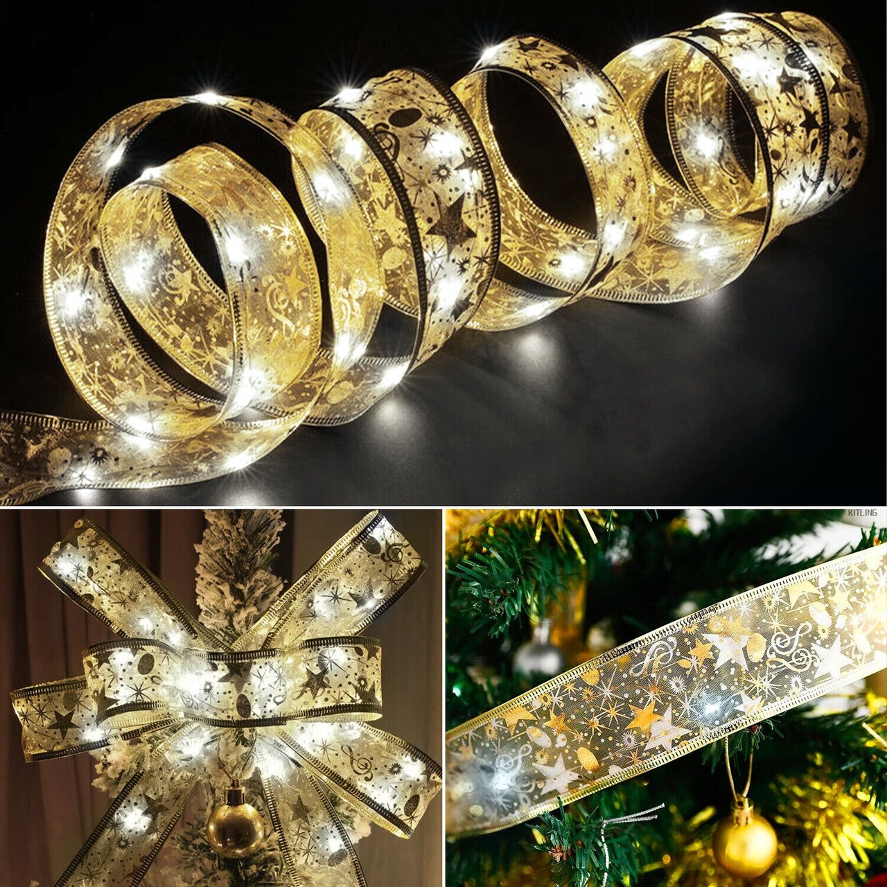 16.4ft Christmas Ribbon Fairy Lights for Indoor and Outdoor Decorations